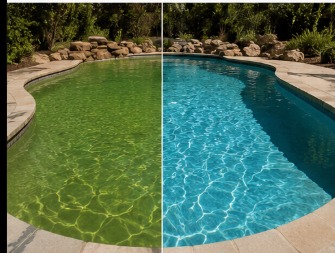 Restored crystal clear backyard pool